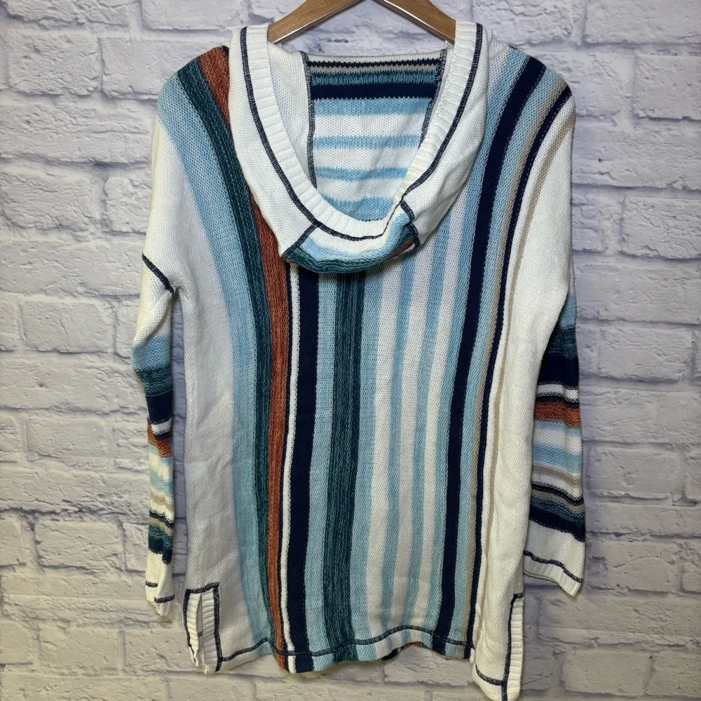 Soft Surroundings Bimini Pullover Hoodie Women Large Multicolor Striped Sweater
